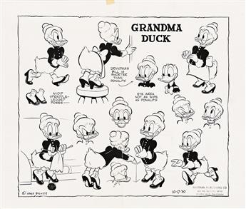 WALT DISNEY STUDIOS / WHITMAN PUBLISHING Grandma Duck comic model sheet.                                                                         